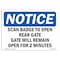 Signmission OSHA Sign, 10" H, Rigid Plastic, Scan Badge To Open Rear Gate Gate Will Remain Sign, Landscape OS-NS-P-1014-L-18248 - alternate 1